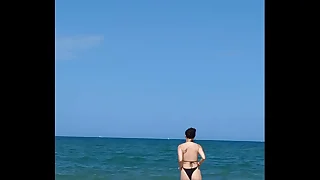 Fucking my Asian girlfriend in a tent on a public beach&period; I cum inside&excl;